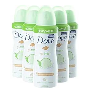 6 x 100ml Dove Compressed Antiperspirant Deodorant Spray – Go Fresh – Cucumber & Green Tea