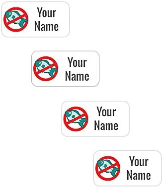 Kids Labels Peel & Stick Waterproof, Durable Personalized Stick-on Clothing Name Labels - 112 Clothing Labels Allergy - No Seafood Design