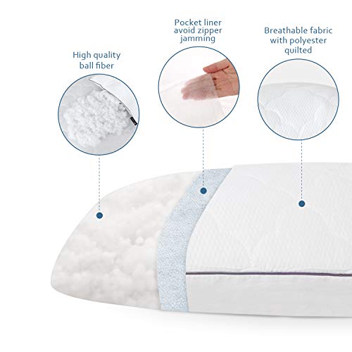 Adjustable Bed Pillow for Back/Stomach Sleeper, Thin Head/Back Pillow for Sleeping, Soft