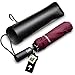 Bodyguard Windproof Travel Umbrella, 10 Ribs Folding Umbrella with Teflon Coating, Auto Open and Close Compact Umbrella with Gift Leather Case