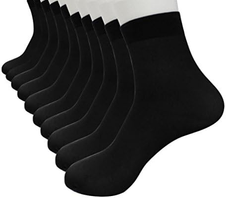 Two Years 10 Pairs Bamboo Fiber Ultra-thin Elastic Silky Short Silk Stockings Men Socks (Black)