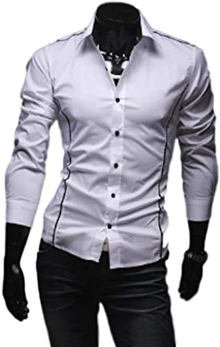 AiK Men's Slim Regular Fit Long Sleeves Casual Button Down Dress Shirts/Designer/Cotton/