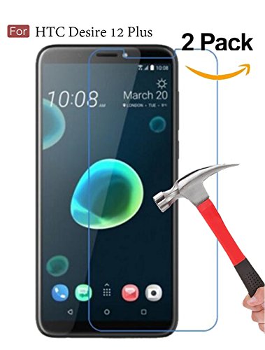 HTC Desire 12 Plus Screen Protector, Wellci [ 2 Pack ] Tempered Glass Screen Protector for HTC Desire 12 Plus (Ultra Clear)