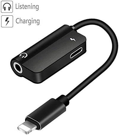 Luvfun Adapter for Cable, 2 in 1 Audio Adaptor to 3.5mm Headset (Support Audio+Charging) Headphone Adapter -Black