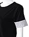 Leadingstar Casual Spliced Short Sleeve T-Shirt Blouse Tops for Women-Black XL