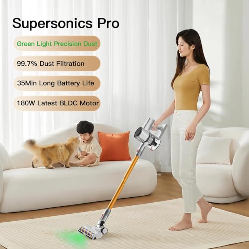 Airbot Cordless Vacuum Cleaner with Laser Dust Detection 25000Pa Suction 1L Dust Capacity Five-Layer HEPA Filtration Carpet and Hard Floor Portable Handheld Wireless Vacuum Cleaner 40min