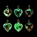 BodyJ4You Glass Necklace Lot Heart Floral Glow in the Dark Pendant 6 Pieces