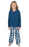 PajamaGram Girls' Blue Snowflake Fleece Pajamas w/ Long-Sleeved Top