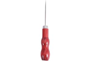 MinLia Red Wooden Handle Sewing Awl Tools, Leather Hole Punch Repair Puncher Positioning Drill Sewing Needle Hook Tool(B)