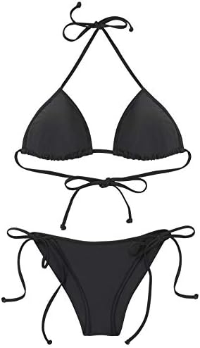Reteron Women's Tie Side Bottom Triangle Bikini Bathing Suits