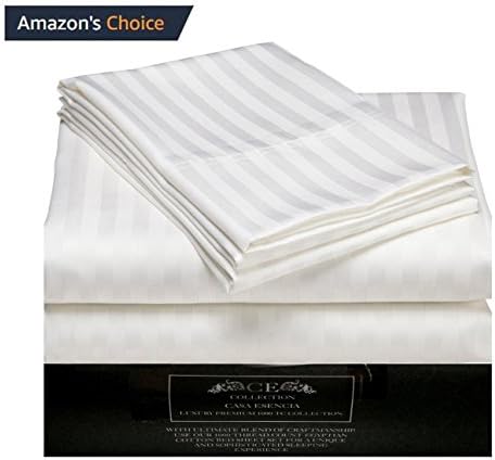 CE CASA ESENCIA Luxury 100% Egyptian Cotton Sheets 1000 Thread Count 4 Piece Bed Sheet Set (Queen, White)