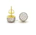Mens 18K Yellow Gold Finish Cubic Zirconia CZ Round Stud Screw Back 10mm 2 tone Earrings