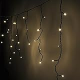 LEDwholesalers 16.4-Feet 120-LED Icicle Christmas Holiday Lights with Green Wire, Warm White, X064WW