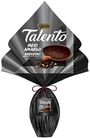 Garoto - Talento - Dark Chocolate Confection w/ Almonds Easter Egg - 12.35 Oz (PACK OF 01) | Chocolate Meio Amargo c/Amêndoas - 350g
