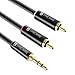 Syncwire RCA Cable - [6ft/1.8m, Dual Shielded Gold-Plated] 3.5mm to 2RCA Male Stereo Audio Adapter Coaxial Cable Nylon Braided Aux RCA Y Cord for Smartphones, Speakers, Tablets, MP3, HDTV - Black