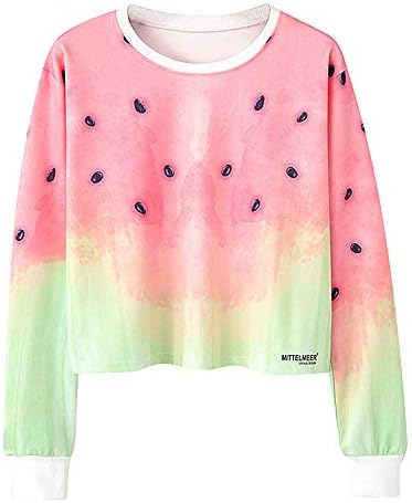 for Women Women Loose Pullover Watermelon Print Jumper Girls Plus Size Sweatshirt Pink