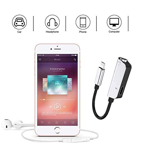 image for Pilloit Headphones Adapter Car Charger for iPhoneX Adapter Aux Headpho