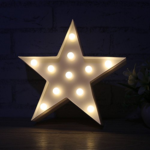 Wringo Decorative Letters Light Star Shape LED Plastic Marquee Light Battery Operated LED Marquee Sign for Home Christmas Decorations