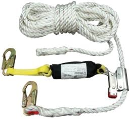 Elk River 49902 Polyester/Polypropylene Construction Plus Lifeline Rope with Attached Rope Grab and 2" Web Zorber, 3600lbs Gate, 5/8" Diameter x 50' Length