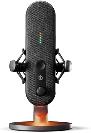 Steelseries alias ​​​​micro usb para pc — cápsula 3 vezes maior para jogos, streaming e podcasts — cancelamento de ruído ai — led mudo e controle de volume — suporte antivibração