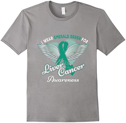 Men's I wear Emerland Green for Liver Cancer Awareness T-Shirt Medium Slate