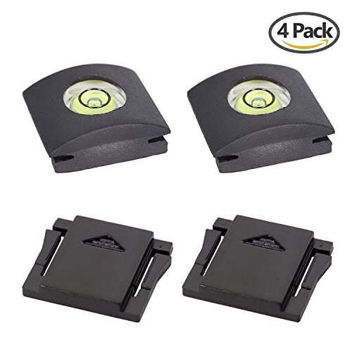 Macolink Hot Shoe Protector Cover Cap & Camera Bubble Spirit Level Cap for Canon Nikon Pentax Olympus Panasonic Fujifilm DSLR/SLR Camera – Pack of 4