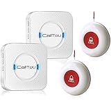 CallToU Wireless Caregiver Pager Smart Call System 2 SOS Call Buttons/Transmitters 2 Receivers Nurse Calling Alert Patient Help System for Home/Personal Attention Pager 500+Feet Plugin Receiver