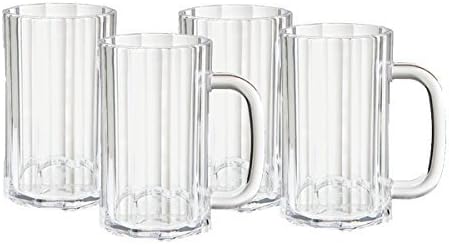 Protetto Plastic Beer Mug/Glass with Handle Polycarbonate Unbreakable Mug (Set of 6)
