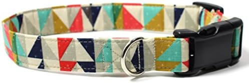 Ruff Roxy Chipotle Geo Collar, Designer Cotton Dog Collar, Adjustable Handmade Fabric Collars