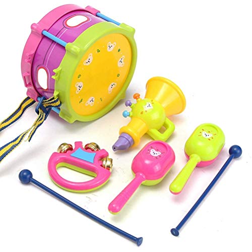 mrGood 5Set Educational Kids Toy Set Baby Roll Drum Musical Instruments Kit Children Baby Gift Tambourine Handbell Music Drums