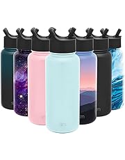 Simple Modern Insulated Water Bottle with Straw Lid 1 Liter Reusable Wide Mouth Stainless Steel Flask Thermos, 32oz, Seaside