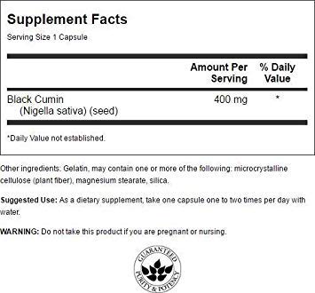 Swanson Full Spectrum Black Cumin Seed 400 Milligrams 60 Capsules 2 Pack