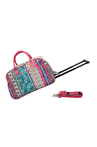 JChronicles 21 inch Carry On/ Rolling Duffle Bag (Damask-BK trim) (Bohemian-PK Trim)