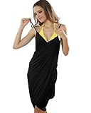 CY Women's Spaghetti Strap Backless Beach Dress Bikini Warp Cover Up(Black)