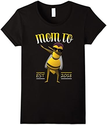Womens Dabbing Bee Mom To Est. 2018 Funny Mom To Be Shirt Medium Black