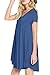 MOLERANI Women's Casual Plain Simple Pocket T-Shirt Loose Dress (M, Beja Blue)