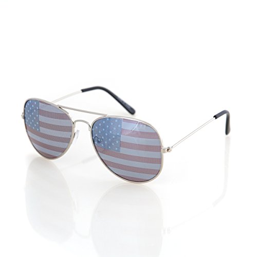 Shaderz USA America Aviator Sunglasses Silver Color Frame