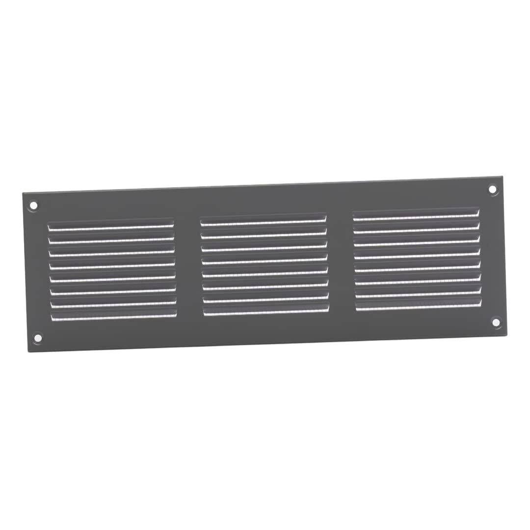 300x100mm / 12x4" inch Grey Metal Air Vent Grille Cover with Insect Mesh - Ventilation Cover