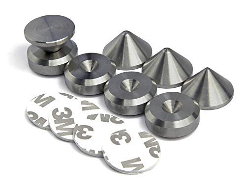 PrecisionGeek R20X7 S/Steel Speaker Pads 20mm (7mm thick) & Speaker Spikes Cones 20mm & Adhesive Pads