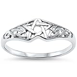 Sterling Silver Pentagram Celtic Star Ring Sizes 10