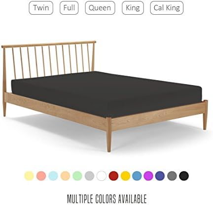 Luxe Bedding 100% Cotton Solid Color Deep Pocket Fitted Sheet - Hotel Quality - Wrinkle, Fade, Stain and Abrasion Resistant (Cal King, Black)