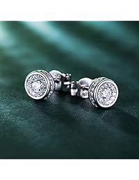WISHMISS Pendientes de tuerca de plata de ley con circonita cúbica, hipoalergénicos, para mujer