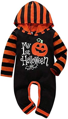 Halloween Baby Boy Girl Outfit My First Halloween Pumpkin Hoodie Romper Bodysuit One-Piece Jumpsuit