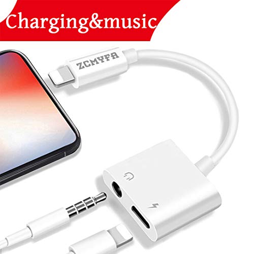 Headphone Adapter for iPhone Adapter 3.5mm Jack Dongle Earphone Connector Convertor 2 in 1 Cable Charge+Audio Adaptor Compatible for iPhone XS Max and iPhone XS Even iphone 8 7 Support iOS 12 or below