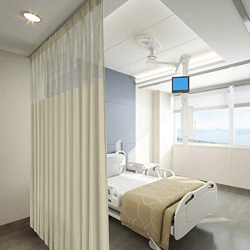 cololeaf 5ft Wide x 7ft Tall Pinch Pleated Hanging for Hospital Medical Clinic SPA Lab Cubicle Curtain Divider Privacy Screen, in Beige Customizable