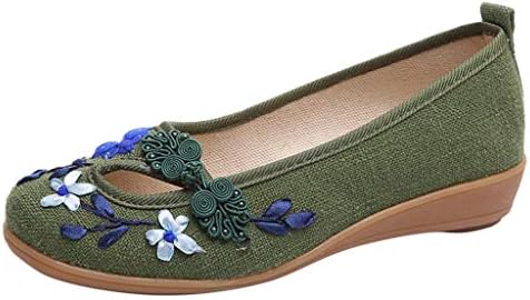 DENER❤️ Women Ladies Penny Slip on Loafers Espadrille,Canvas Embroidered Wide Width Comfort Casual Flat Boat Shoes
