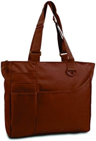 The Spoiled Office Multi Pocket Zipper Tote Bag (Brown) School or Office, Bookbag, College Bag