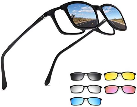 Polarized Sunglasses Men Women 5 In 1 Magnetic Clip On Glasses