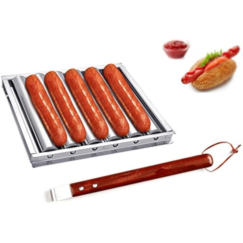 I Kito Charcoal Stainless Steel Hot Dog Sausage Roller Rack Steamer