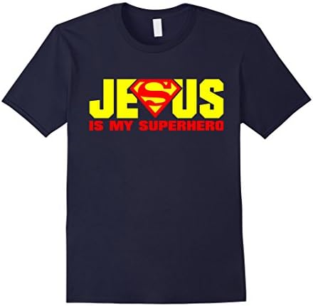 Men's Jesus is my Superhero Funny T shirt Small Navy